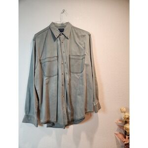vintage Cambridge Classics Cotton Grey Denim Button Shirt‎ Men L 90s destressed
